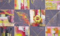 game board / acrylic, cold wax and oil / 22 x 30 in.