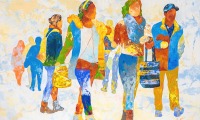 walking through the mall / acrylic / 48 x 36 in.