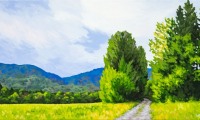 view to the mountains / acrylic / 36 x 18 in.