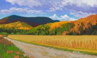 through the fields / acrylic / 18 x 36 in.